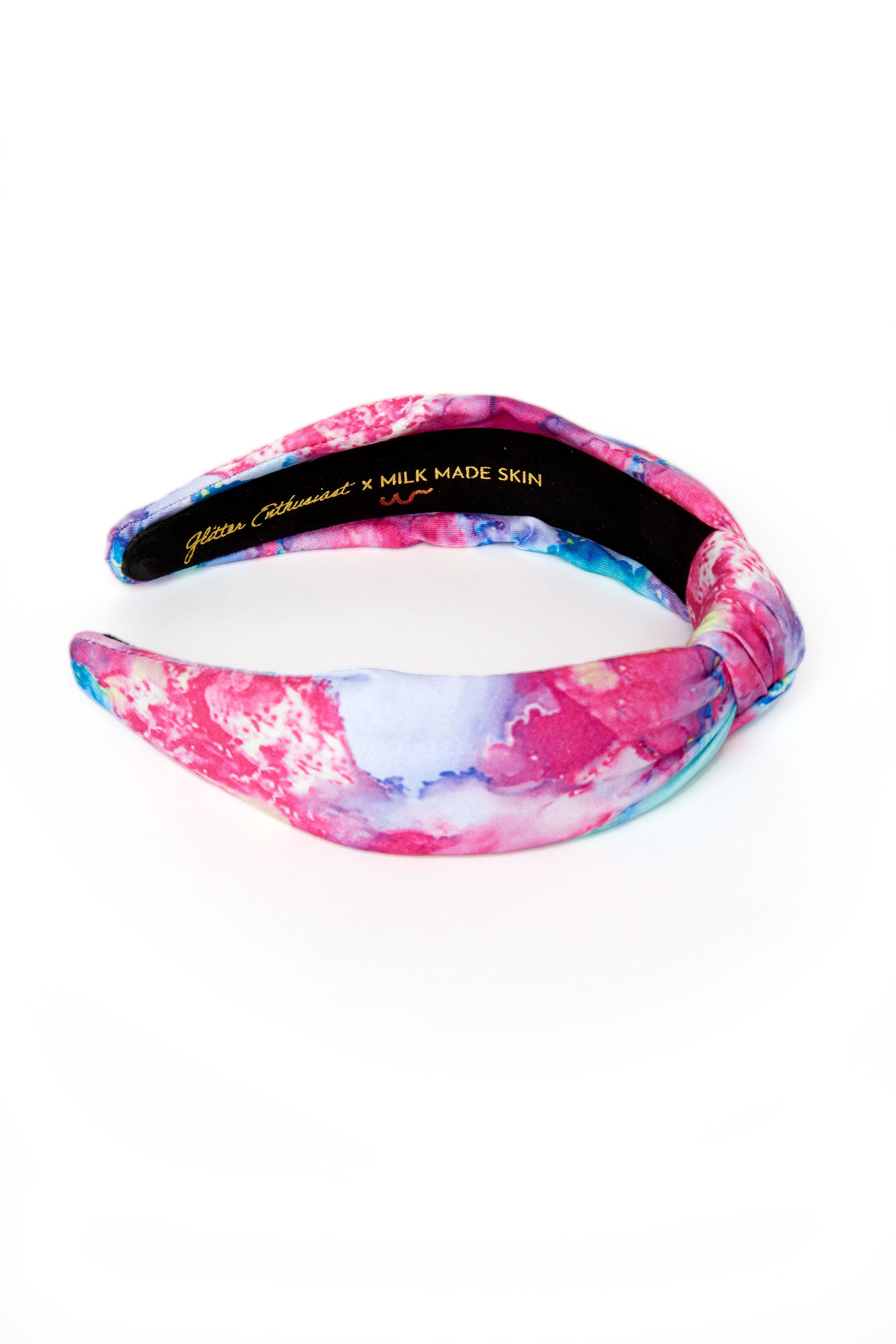 pink marbled pattern top knot headband